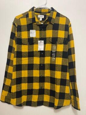 Sonoma Yellow and Black Buffalo Plaid Button-Up Shirt